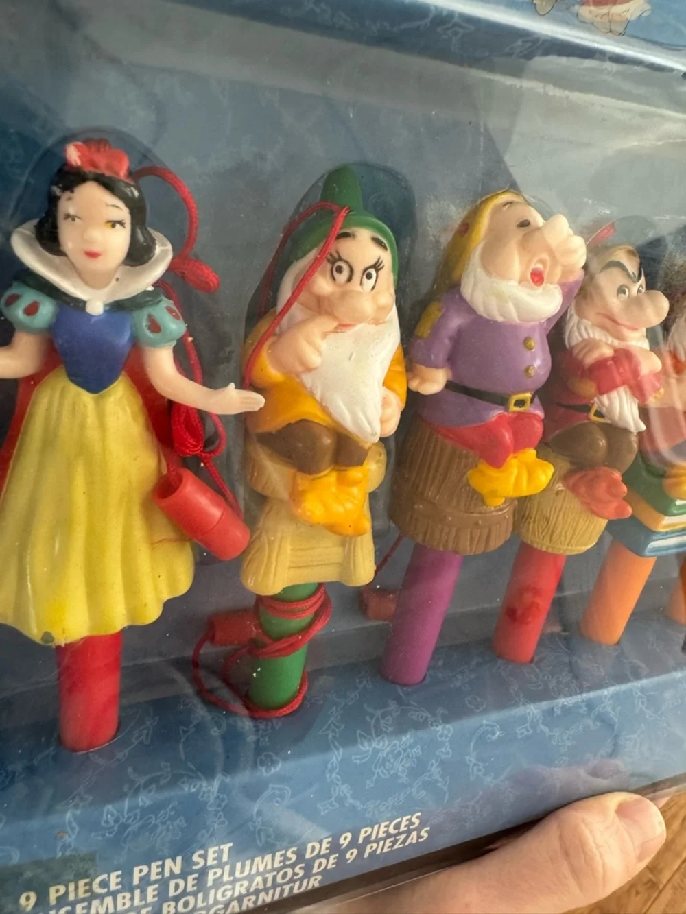 RARE Vintage Disney Snow White & the Seven Dwarfs 9-Piece Character Pen Set